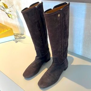 Tory Burch suede boots size 7 , worn once . Still has cardboard inserts .